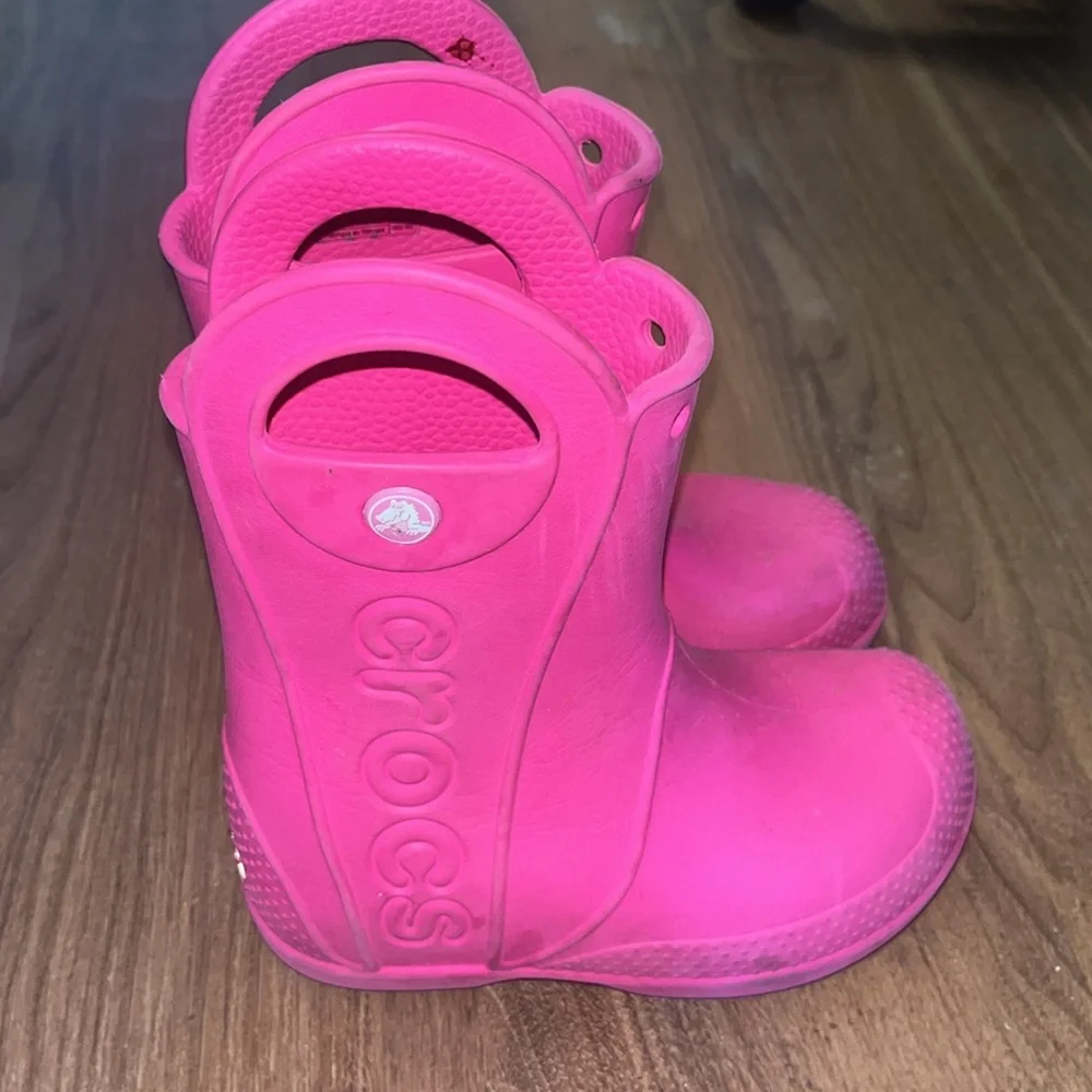 CROCS Pink Rain & Snow Boots Waterproof Mid-Calf